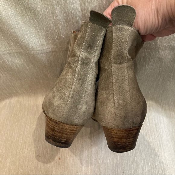 ISABEL MARANT Sz 39 Suede Zipper Riunded Toe Cap Stacked Heel Ankle Booties - Picture 6 of 9